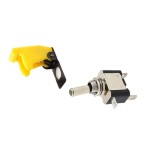 Metallic switch for vehicles, ON and OFF, yellow led, matt yellow plastic cover